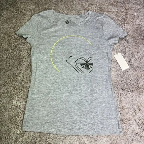 ROXY Women's T-Shirt Cotton Gray Tee Carson Heart New - Picture 8 of 12